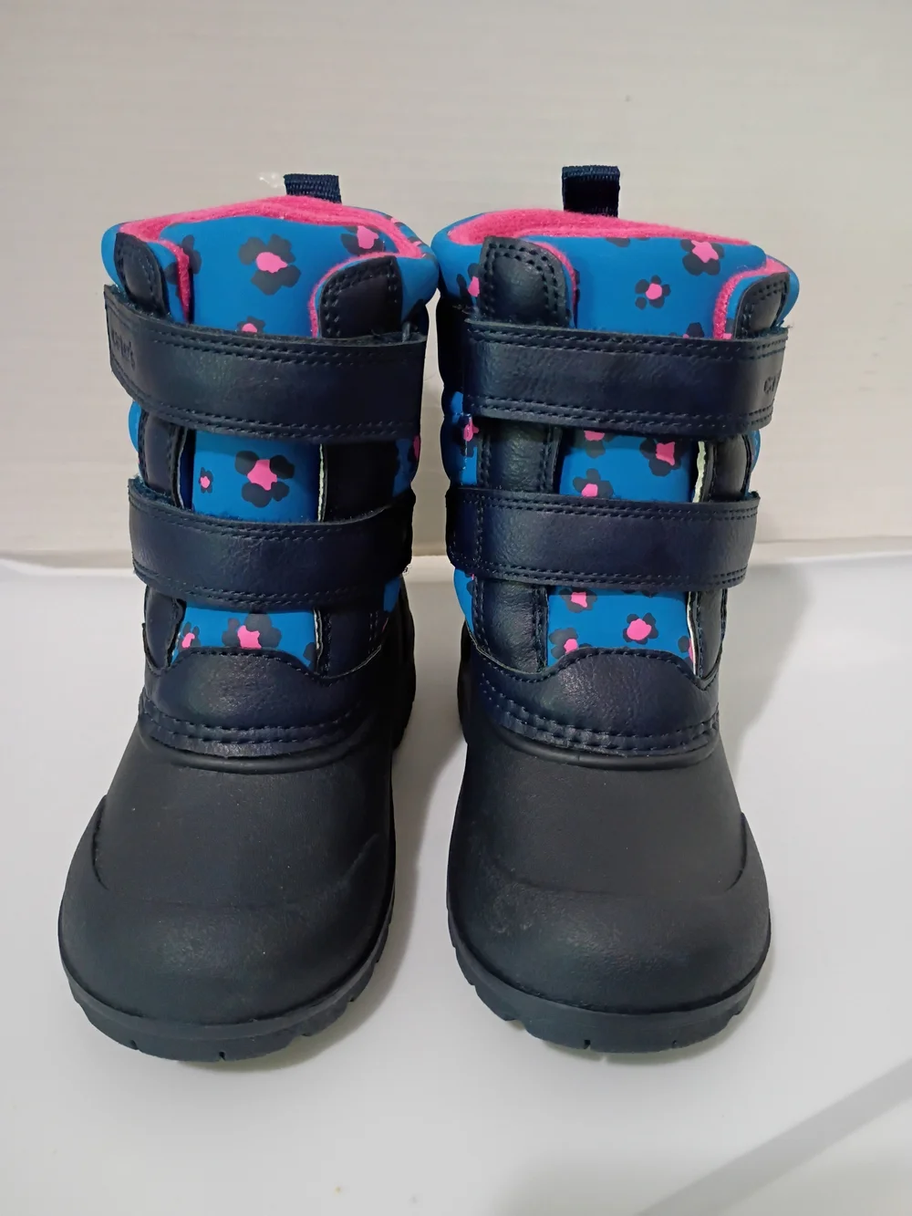CARTER'S GIRLS NAVY BLUE PINK FLORAL RAIN SNOW WEATHER BOOTS SIZE 5 TODDLER NWT